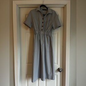 Simplee Apparel Gray Midi Dress with Buttons